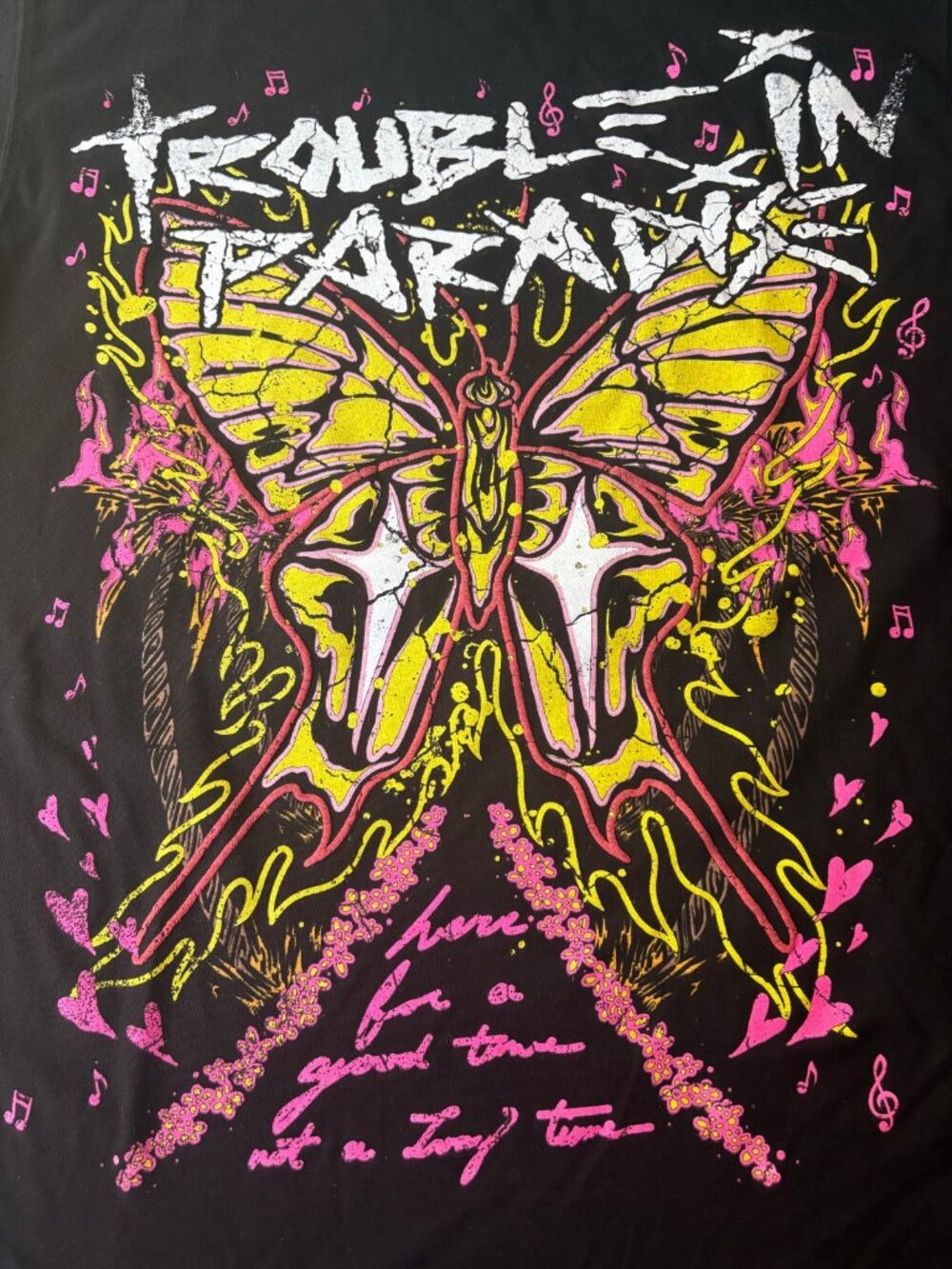 Toxicity Trouble in Paradise Butterfly Graphic Tee Women’s Small New With Tags